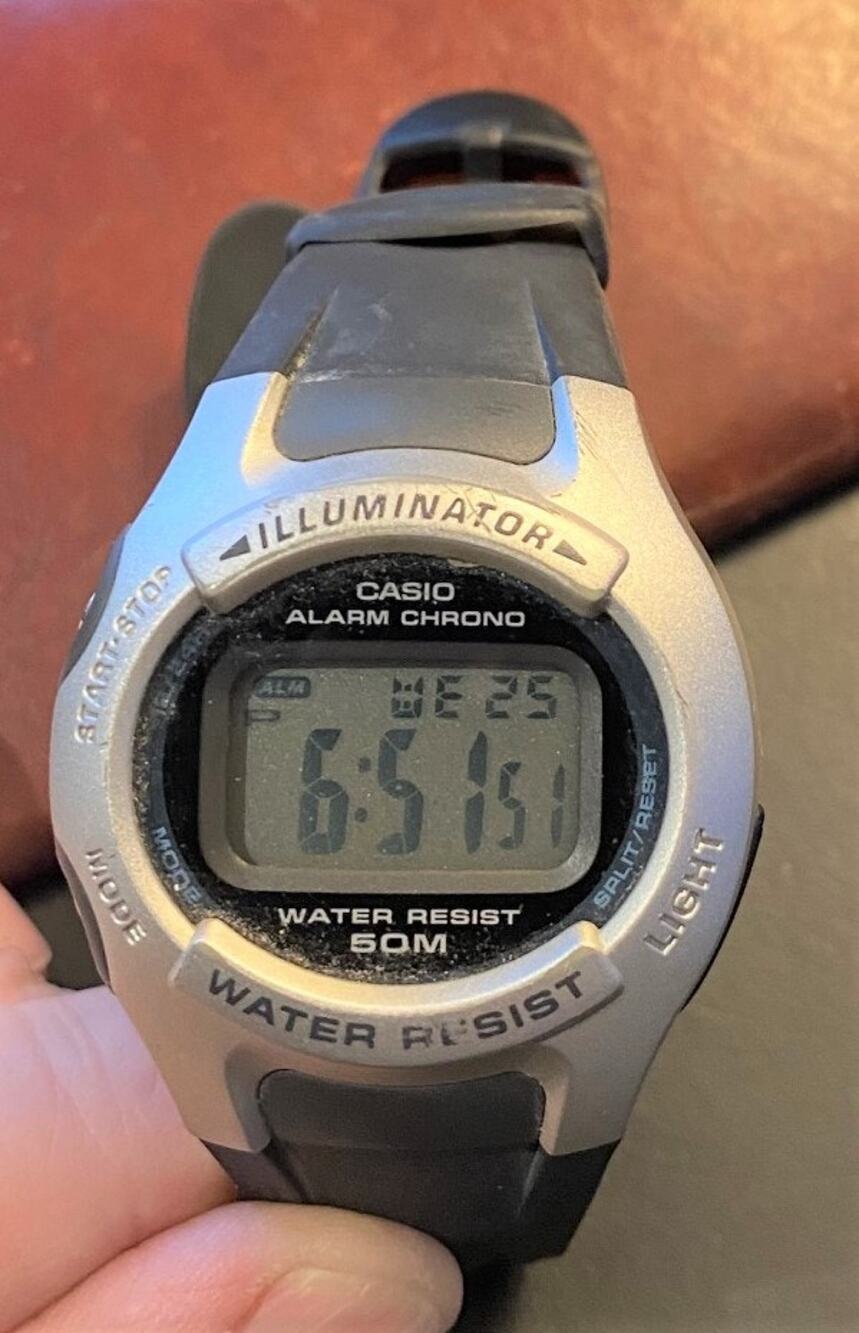 Men's 43mm Casio Alarm Chrono watch, WR 50M, W-42H